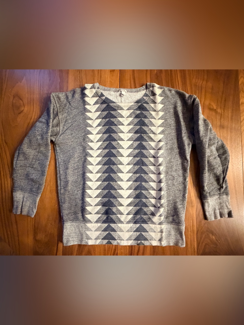 J. Crew Gray and Ivory Chevron-Panel Crewneck Sweater
